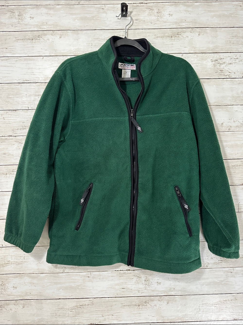 Vintage Alpine Tek Forest Green Fleece Full Zip Size Medium Gorpcore Y2k 90's